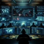 An adventurous digital explorer with a virtual backpack, navigating through a vividly illustrated cyber jungle. Each path is marked by signposts representing the top ten cyber threats, including phishing, ransomware, and malware, amidst digital representations of vines and wild animals. The explorer, equipped with a shield emblematic of cybersecurity, confidently strides forward, ready to tackle each challenge with wit and preparedness. This whimsical yet informative landscape conveys the journey of learning about cyber threats in an engaging, adventurous manner, emphasizing the importance of staying secure while exploring the vast and sometimes perilous digital world.