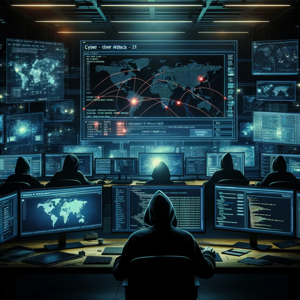 An adventurous digital explorer with a virtual backpack, navigating through a vividly illustrated cyber jungle. Each path is marked by signposts representing the top ten cyber threats, including phishing, ransomware, and malware, amidst digital representations of vines and wild animals. The explorer, equipped with a shield emblematic of cybersecurity, confidently strides forward, ready to tackle each challenge with wit and preparedness. This whimsical yet informative landscape conveys the journey of learning about cyber threats in an engaging, adventurous manner, emphasizing the importance of staying secure while exploring the vast and sometimes perilous digital world.